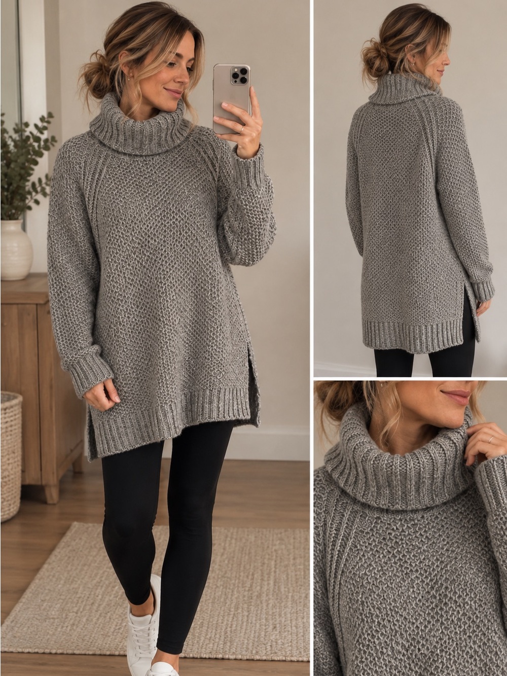 Cozy Women's Gray Turtleneck Sweater
